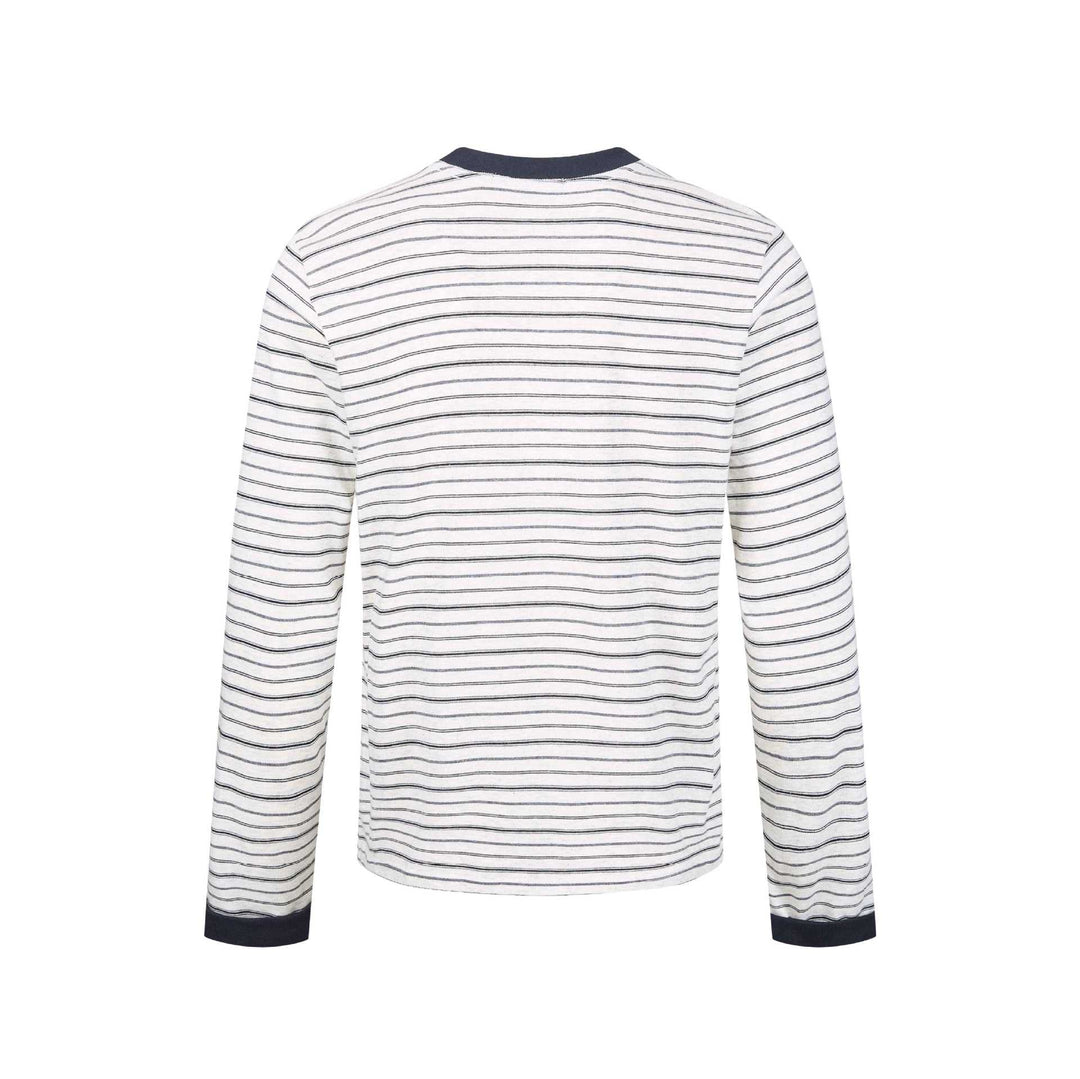 Herren Gestreiftes Langarmshirt aus Baumwollmix mit geripptem Rundhals Nord Taschen