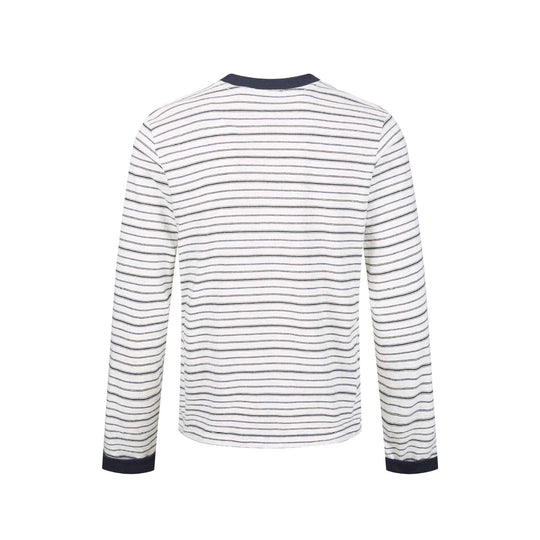 Herren Gestreiftes Langarmshirt aus Baumwollmix mit geripptem Rundhals Nord Taschen
