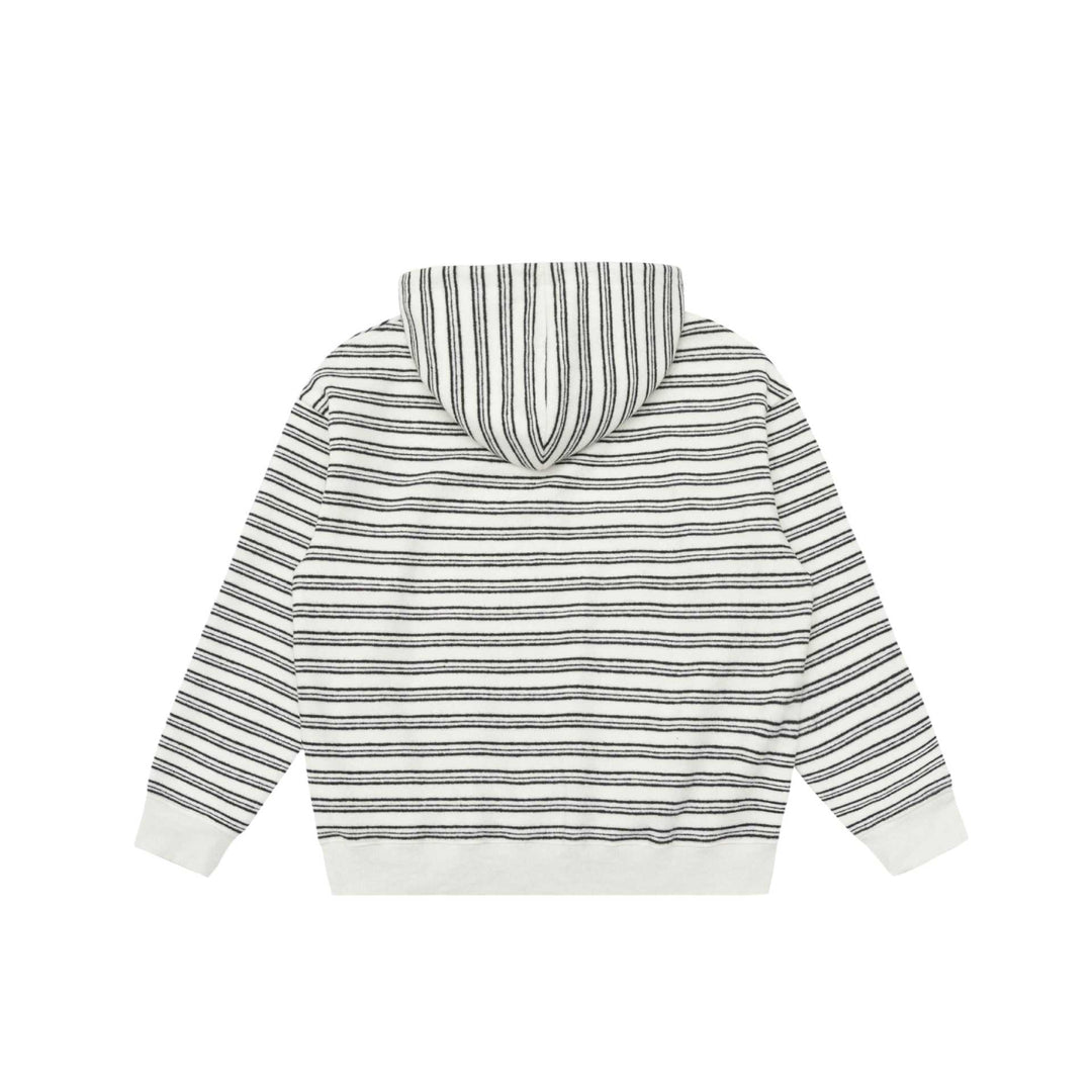 Unisex Gestreiftes Kapuzensweatshirt mit halbem Reißverschluss und Kängurutasche Nord Taschen