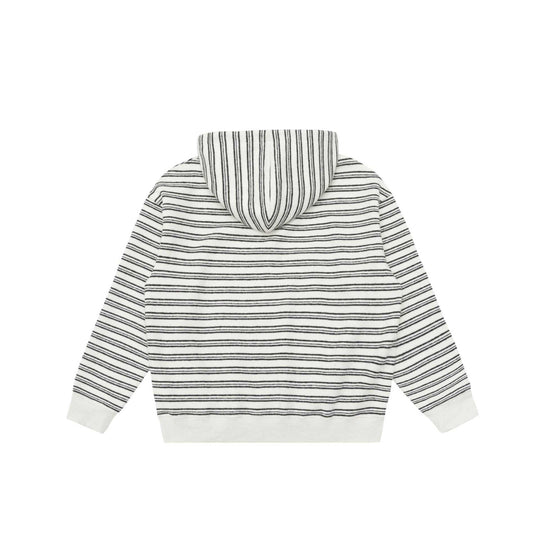 Unisex Gestreiftes Kapuzensweatshirt mit halbem Reißverschluss und Kängurutasche Nord Taschen