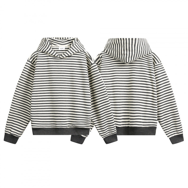 Unisex Gestreifter Oversize-Hoodie aus Baumwoll-Mix mit Rippbündchen Nord Taschen