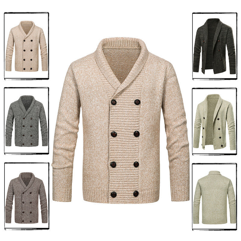 Herren Strickjacke mit Schalkragen und doppelter Knopfleiste Nord Taschen