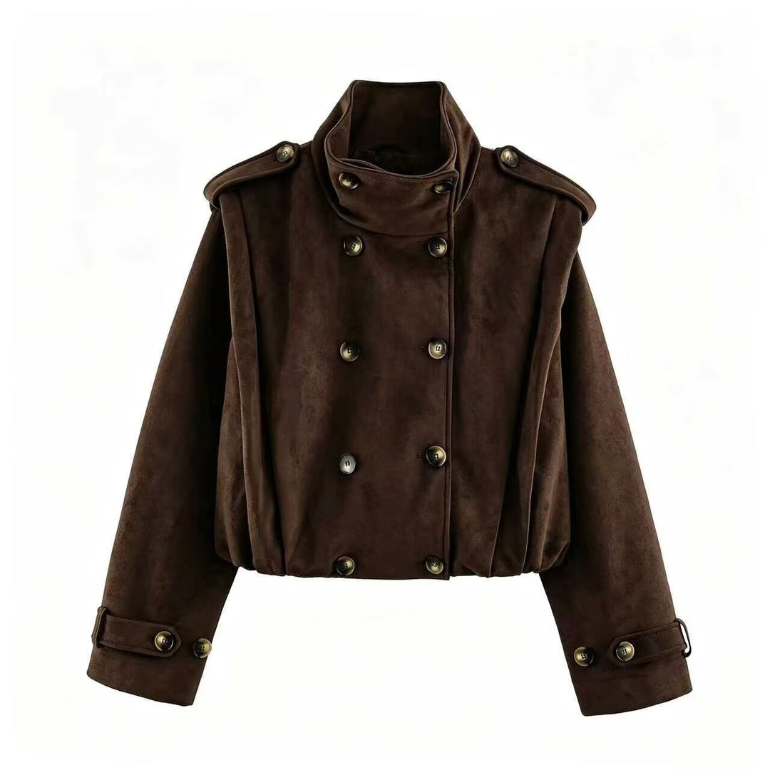 Damen Kurzjacke im Matrosen- und Military-Mix mit hohem Stehkragen, Epauletten und tailliertem Gummizug Nord Taschen