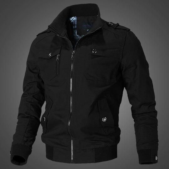 Herren Urbaner Canvas-Flightblouson mit Schulterepauletten, Stehkragen und gerippten Abschlüssen Nord Taschen
