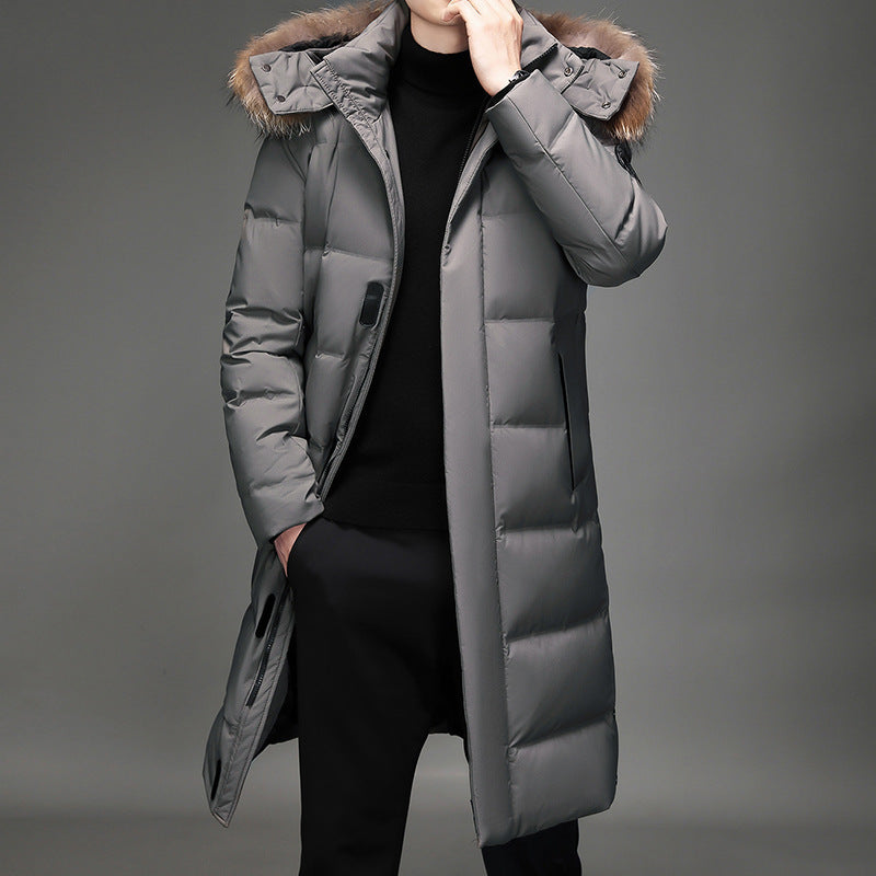 Herren Lang geschnittener Slim-Fit Steppparka mit abnehmbarer Kapuze und Thermofutter Nord Taschen