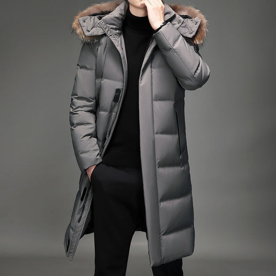 Herren Lang geschnittener Slim-Fit Steppparka mit abnehmbarer Kapuze und Thermofutter Nord Taschen