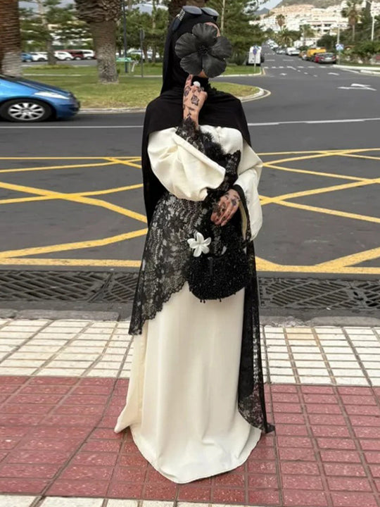 Damen Lagenlook-Spitzen-Tunika mit Bindegürtel und asymmetrischem Saum Nord Taschen