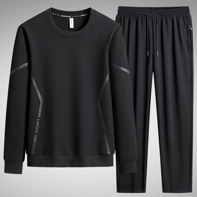 Herren Sportliches Freizeit-Jogginganzug-Set aus atmungsaktivem Funktionsfleece mit Rundhalsausschnitt & Kordelbund Nord Taschen