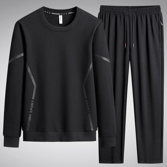 Herren Sportliches Freizeit-Jogginganzug-Set aus atmungsaktivem Funktionsfleece mit Rundhalsausschnitt & Kordelbund Nord Taschen
