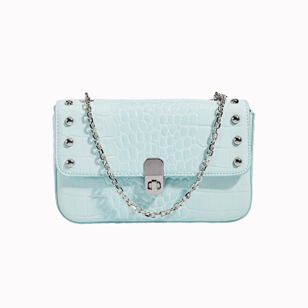 Damen Clutch mit eleganter Kroko-Optik und modischen Metallakzenten Nord Taschen