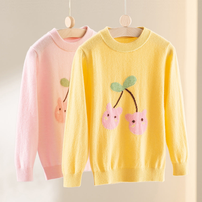 Damen Feinstrick-Pullover mit verspieltem Kirschen-Motiv und Rundhalsausschnitt Nord Taschen
