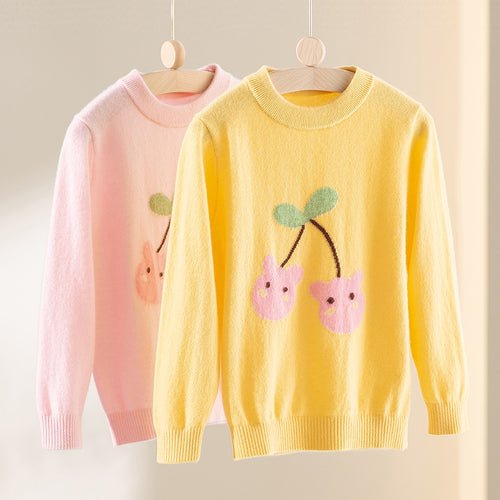 Damen Feinstrick-Pullover mit verspieltem Kirschen-Motiv und Rundhalsausschnitt Nord Taschen