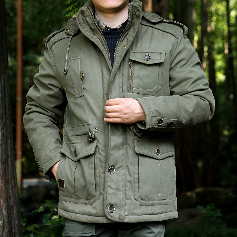 Herren  gewatteter Fieldparka mit Kapuze, Schulterklappen und multifunktionalen Taschen Nord Taschen