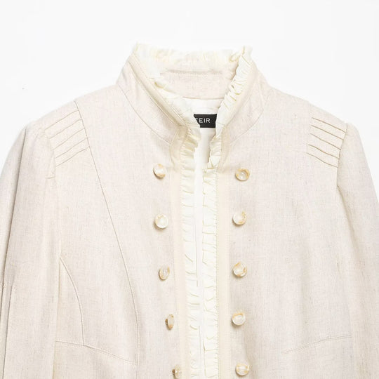 Damen Cropped Jacke mit Stehkragen, Biesenärmeln und Rüschenblende Nord Taschen