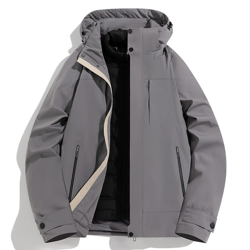 Herren Wind- und Thermoparka mit abnehmbarer Steppinnenjacke und Kapuze Nord Taschen