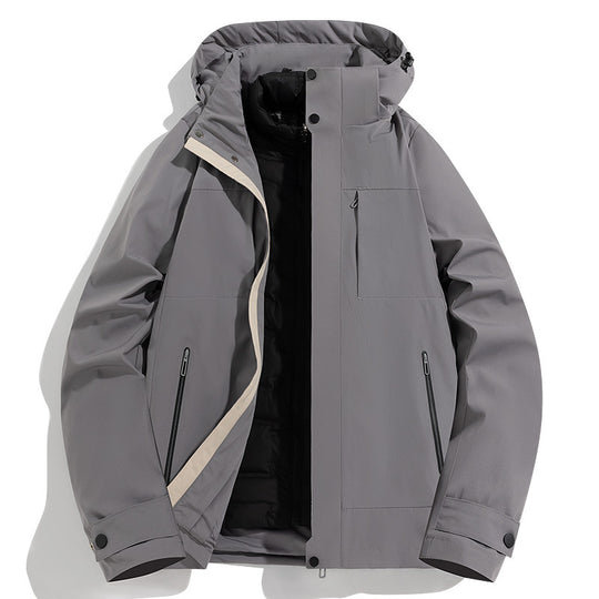 Herren Wind- und Thermoparka mit abnehmbarer Steppinnenjacke und Kapuze Nord Taschen