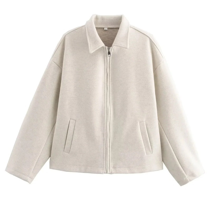 Damen 3100+ lässige kurze Fleece‑Blousonjacke im Boxy‑Cut mit Reißverschluss und Umlegekragen Nord Taschen