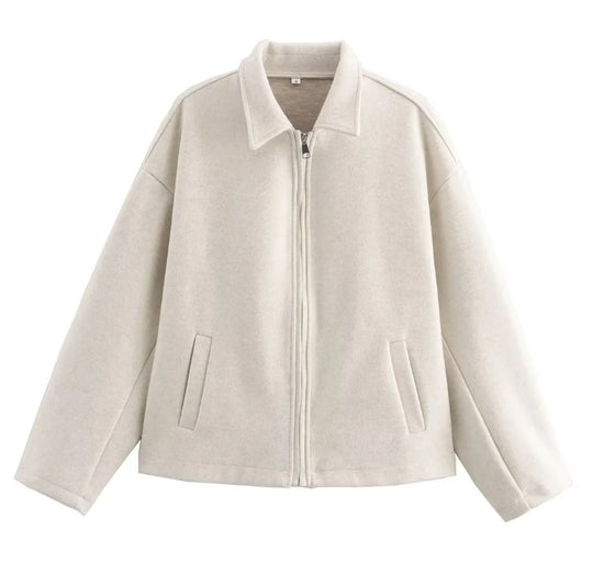 Damen 3100+ lässige kurze Fleece‑Blousonjacke im Boxy‑Cut mit Reißverschluss und Umlegekragen Nord Taschen