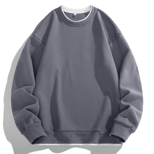 Unisex Oversize Rundhalspullover aus Baumwollmix mit Kontrastbesatz und gerippten Bündchen Nord Taschen