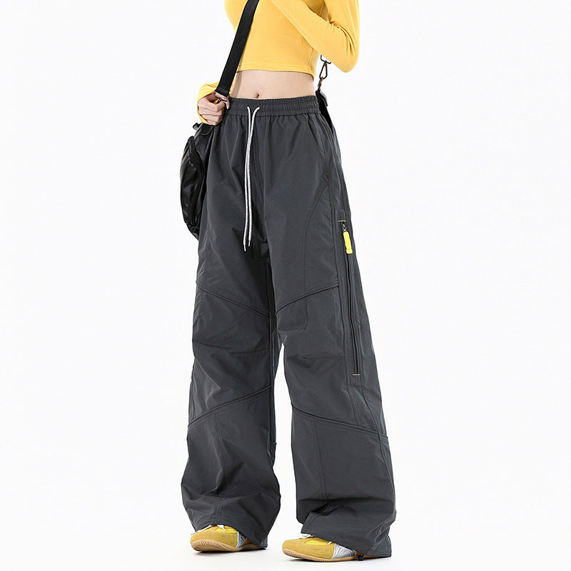 Damen Weite Utility-Cargohose mit elastischem Bund und Reißverschlusstaschen Nord Taschen