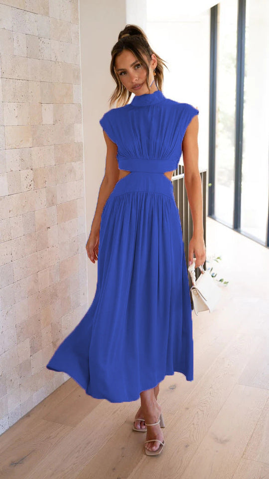 Damen Maxi-Kleid mit schickem Stehkragen und elegantem Cut-Out