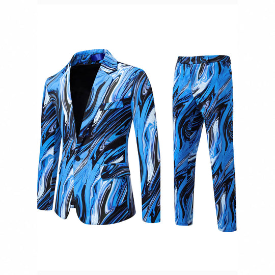 Herren Zweiteiliges Statement-Anzug mit schmal geschnittenem Sakko und Slim-Fit Hose im Marmorprint Nord Taschen