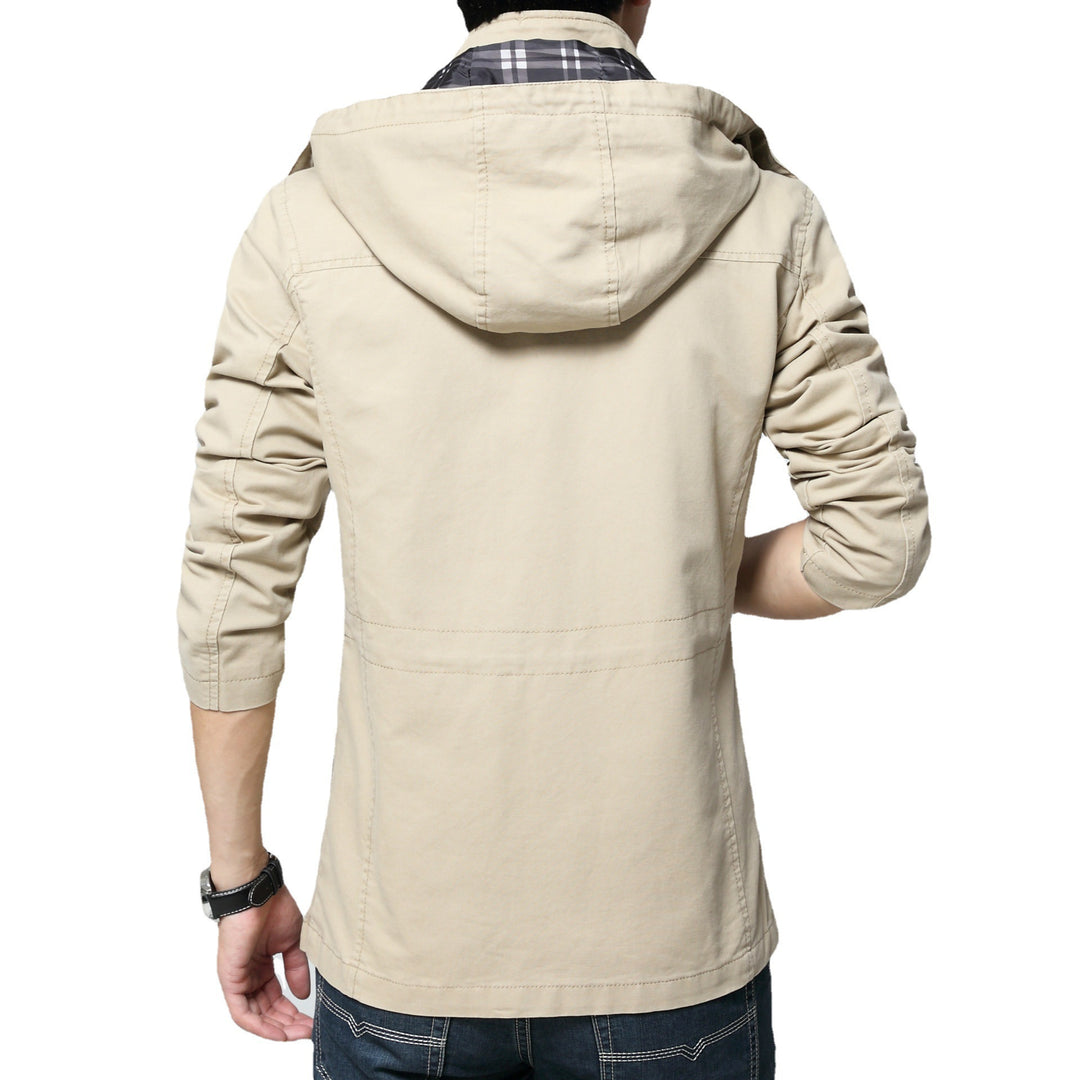 Herren Urbaner Baumwoll-Parka mit Tunnelzug, Brustreißverschluss und geripptem Innenkragen Nord Taschen