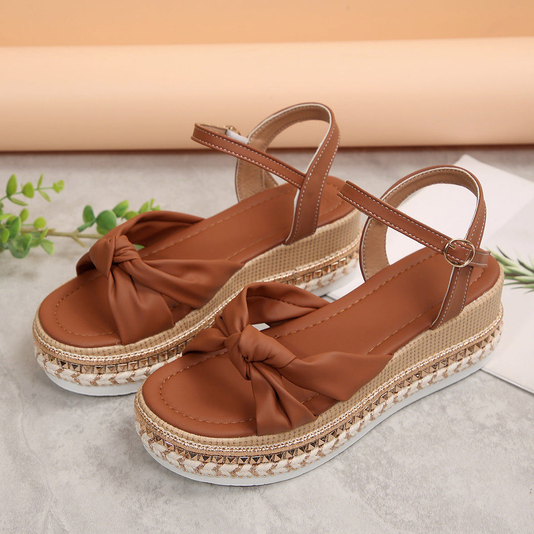 Damen Komfortable Plateau-Sandalen mit Knoten-Detail