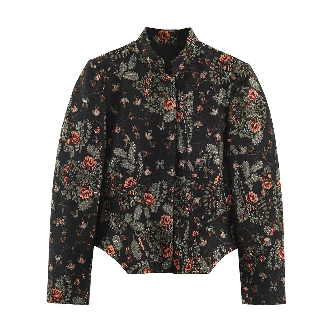 Damen Kurzblazer aus Jacquard mit Stehkragen und taillierter Cropped‑Silhouette Nord Taschen