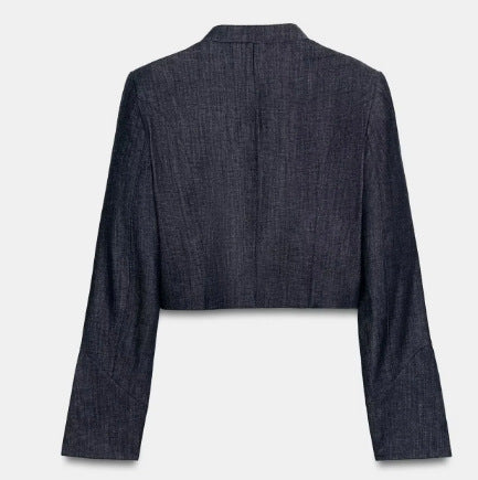 Damen Kurzblazer im Bolero‑Stil mit Spitzenbesatz und Stehkragen Nord Taschen