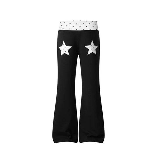 Damen Flared-Loungehose mit Umschlagbund und Sternmotiv Nord Taschen