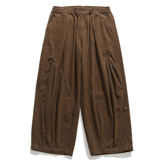 Damen Culotte-Hose im Paperbag-Stil mit elastischem Bund, Teilungsnähten und weitem Bein Nord Taschen