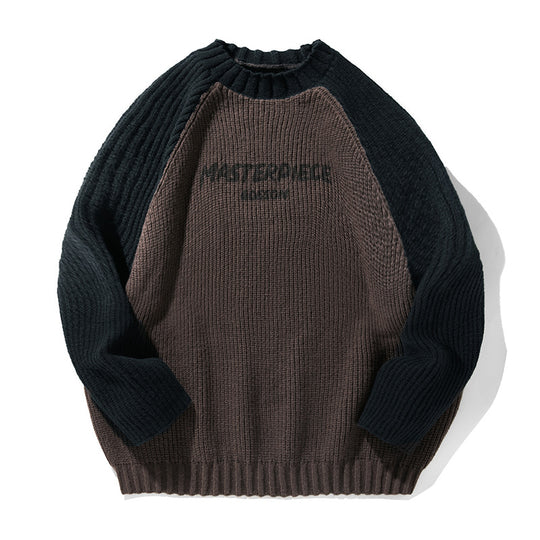 Unisex Oversize-Strickpullover mit Raglanärmeln, kontrastfarbenen Ärmeln und Rippstruktur Nord Taschen