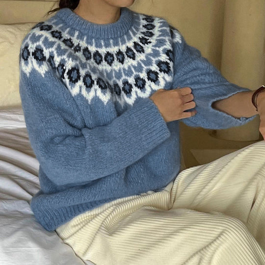 Damen Gemusterter Strickpullover mit Norweger-Motiv Nord Taschen