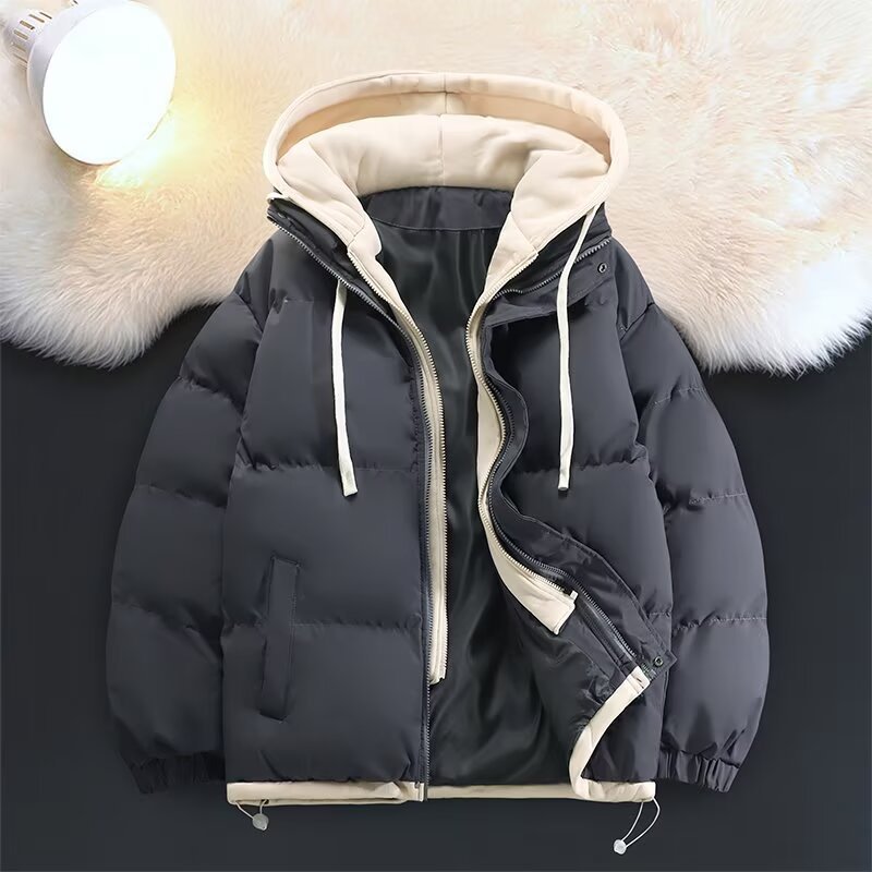 Unisex Gepolsterte Kapuzen-Winterjacke mit kontrastierendem Futter und Kordelzug Nord Taschen