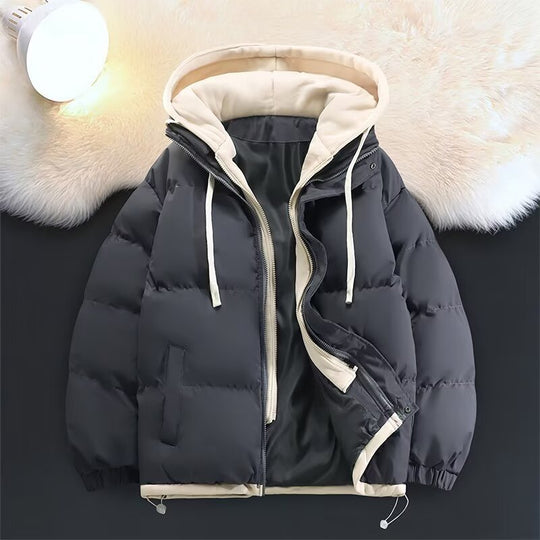 Unisex Gepolsterte Kapuzen-Winterjacke mit kontrastierendem Futter und Kordelzug Nord Taschen