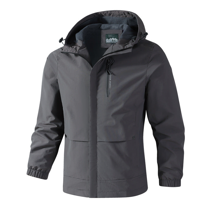 Herren Wasserdichte Softshell-Regenjacke mit Kapuze, Brust-Reißverschluss und Fleece-Innenkragen Nord Taschen