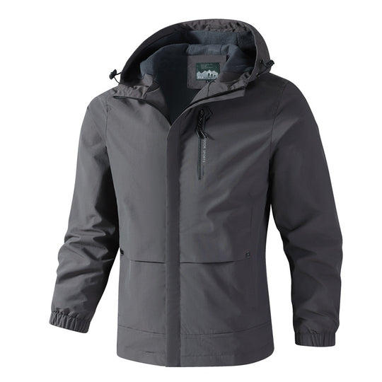 Herren Wasserdichte Softshell-Regenjacke mit Kapuze, Brust-Reißverschluss und Fleece-Innenkragen Nord Taschen