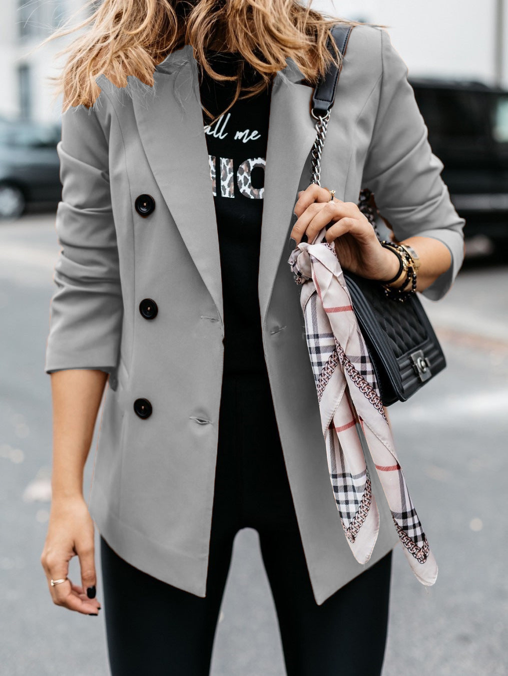 Damen eleganter taillierter Blazer mit doppelter Knopfleiste