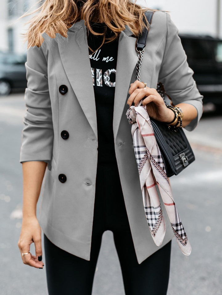 Damen eleganter taillierter Blazer mit doppelter Knopfleiste