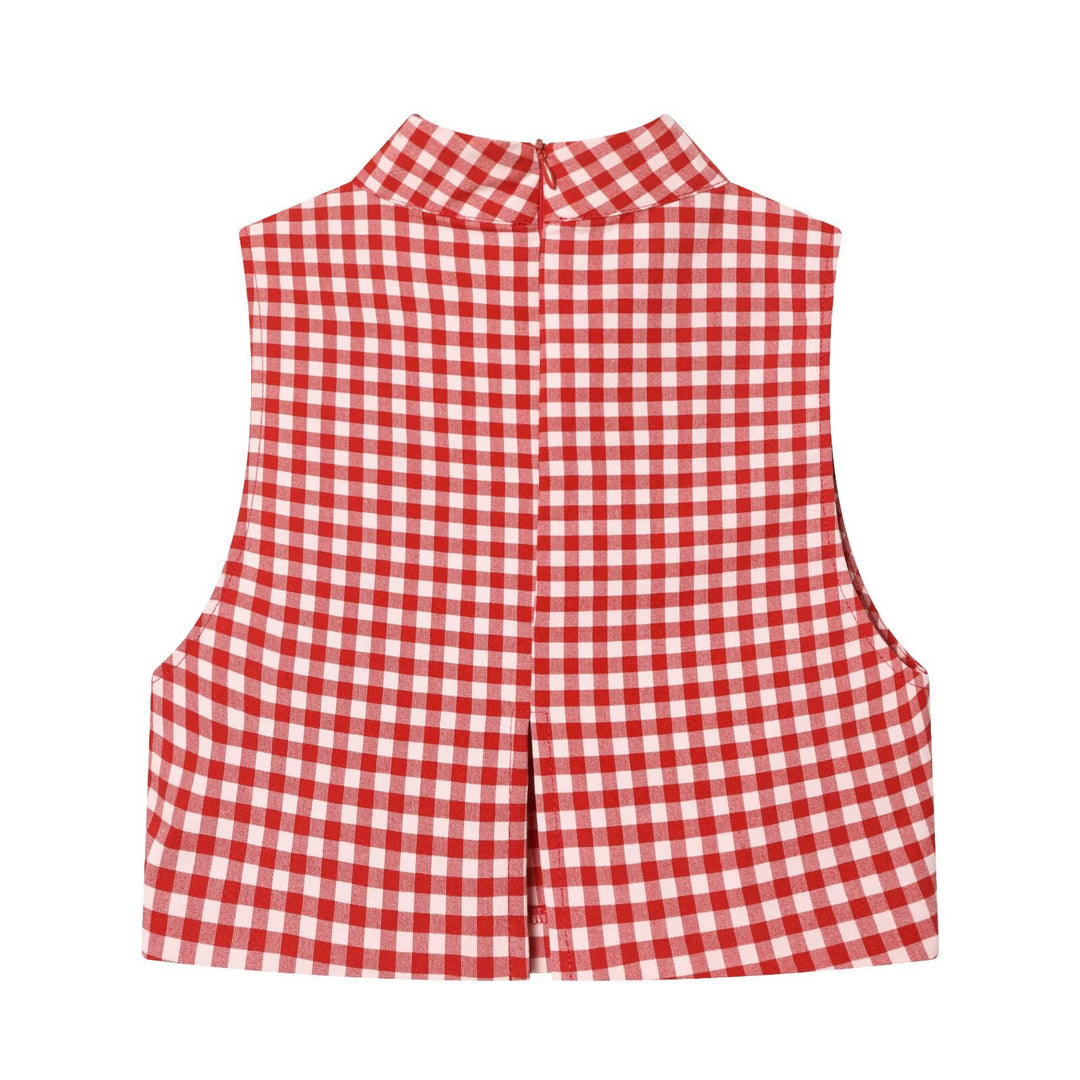 Damen Highwaist Karierte Hose mit Umschlagbund und weitem Bein Nord Taschen