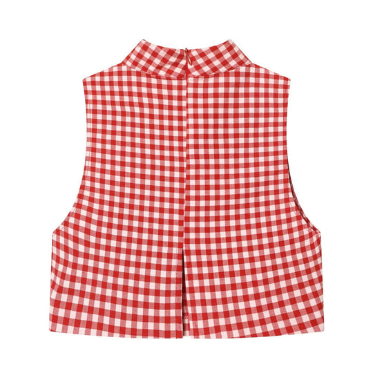 Damen Highwaist Karierte Hose mit Umschlagbund und weitem Bein Nord Taschen