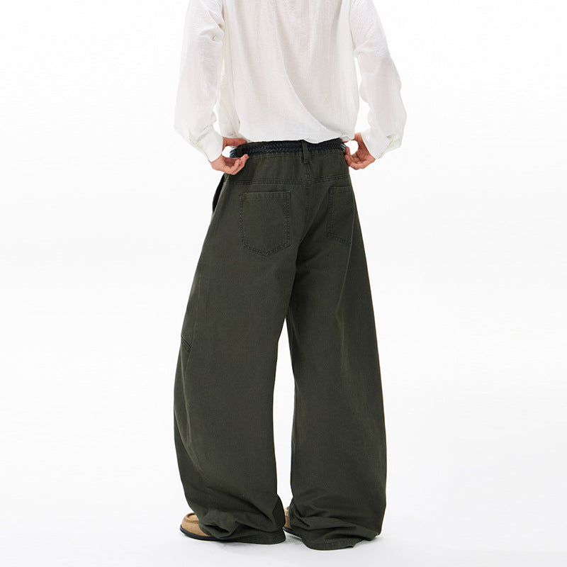 Herren Weite Twill-Palazzo-Hose mit tiefem Schritt und verstärkten Nähten Nord Taschen