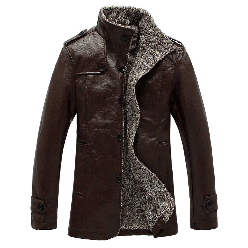 Herren schlanke Kunstleder-Motojacke mit Stehkragen, ergonomischer Nahtführung und leichter Thermofütterung Nord Taschen