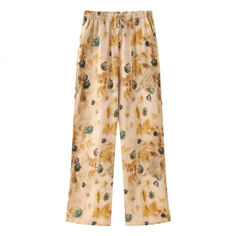 Damen Seidenähnliche Bluse mit floralem Aquarellprint, Hemdkragen und aufgesetzter Brusttasche Nord Taschen