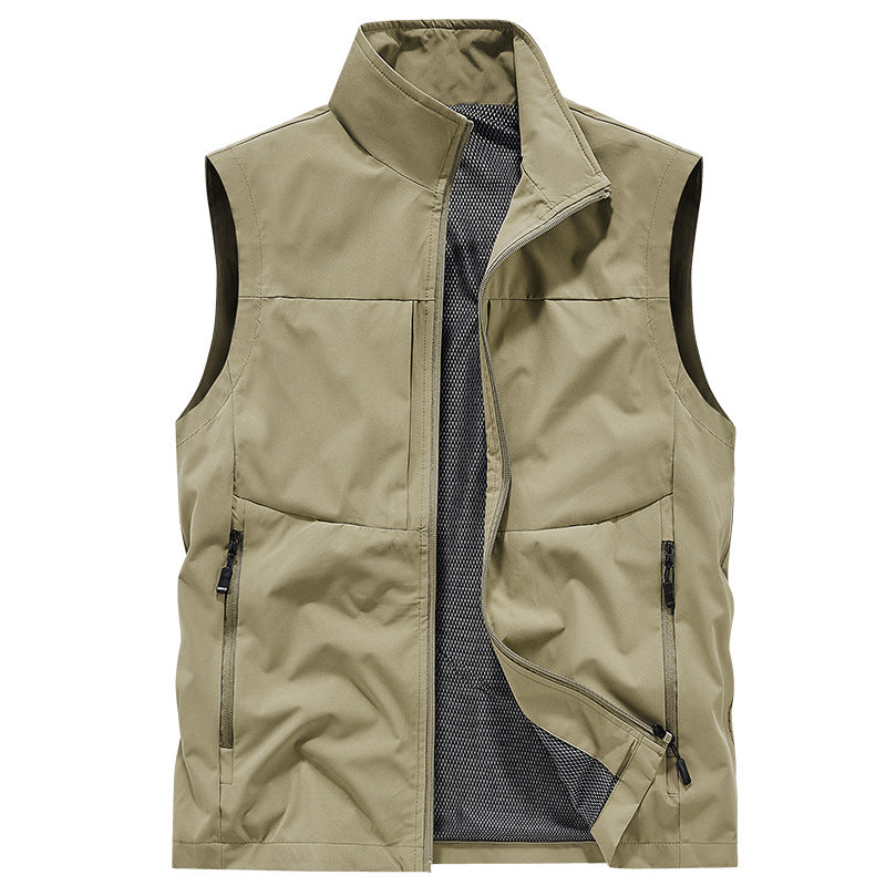 Herren Multifunktionale Outdoor-Weste mit winddichter Mikrofaser, Mesh-Innenfutter und verdeckten Reißverschlusstaschen Nord Taschen