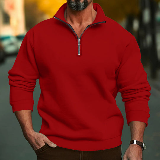 Herren Komfort-Halbzip-Sweatshirt aus French-Terry mit Stehkragen Nord Taschen