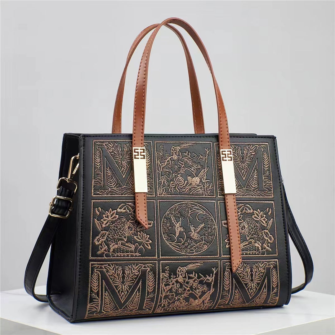 Damen edle Handtasche mit filigranem Stickdesign Nord Taschen