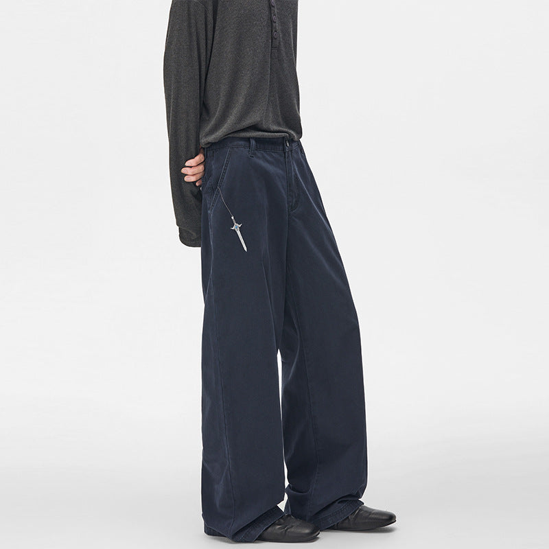 Herren Extraweite Baumwoll‑Twill Baggyhose mit tiefem Schritt und Karabineranhänger Nord Taschen