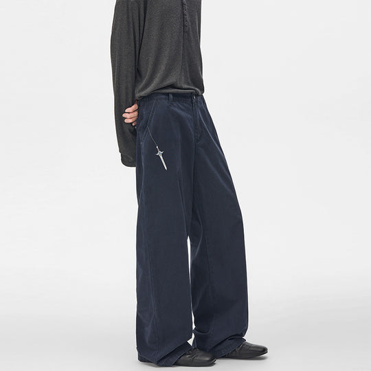 Herren Extraweite Baumwoll‑Twill Baggyhose mit tiefem Schritt und Karabineranhänger Nord Taschen